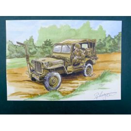 LEGEIN ex-libris WW2 Jeep signé