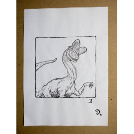 RICCIO dessin original Inktober Dinosaure 9