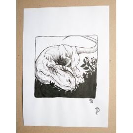 RICCIO dessin original Inktober Dinosaure 10