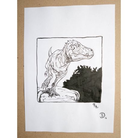 RICCIO dessin original Inktober Dinosaure 14