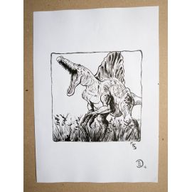 RICCIO dessin original Inktober Dinosaure 18