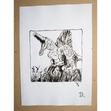 RICCIO dessin original Inktober Dinosaure 18