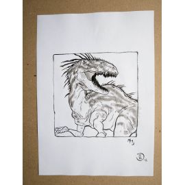 RICCIO dessin original Inktober Dinosaure 19