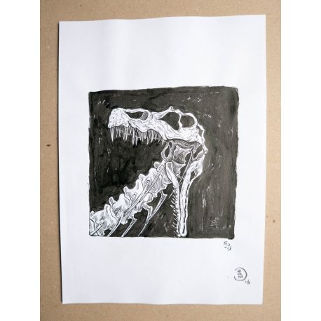 RICCIO dessin original Inktober Dinosaure 29