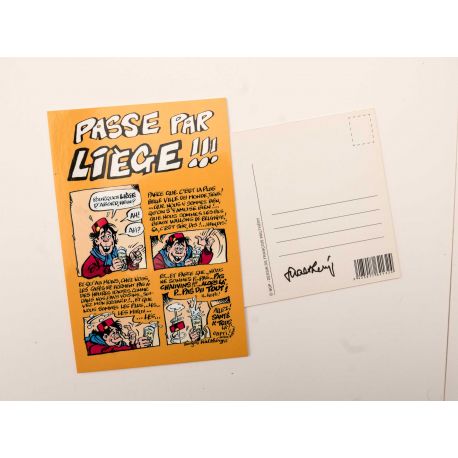 WALTHERY carte postale Passe par Liège signée au dos