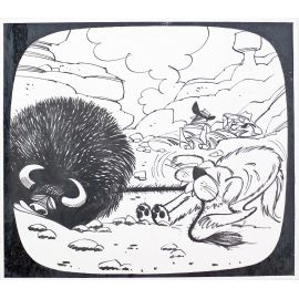 JAMIC dessin original" chien et bison"