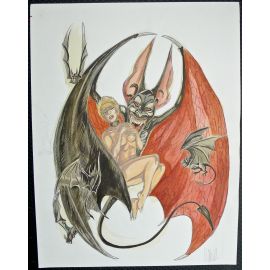 VAN DE WALLE illustration couleur A3 n° 4 Fille et vampires