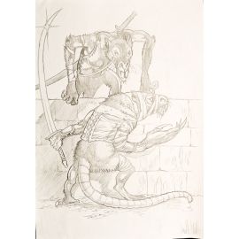 VAN DE WALLE dessin original A4 n° 4 Rats géants
