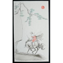 DREZE Alix en Chine, dessin original d'ex-libris